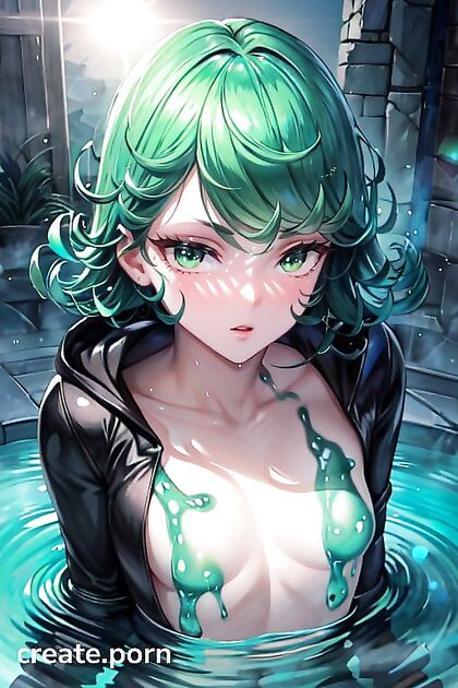 Tatsumaki from One Punch Man Gets slick with Slime Girl 18+ in Oily Skin Hentai Fun