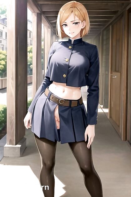 Kugisaki Nobara's Mischievous Smile and Blush in Seductive Jujutsu Kaisen Hentai Hentai AI Image