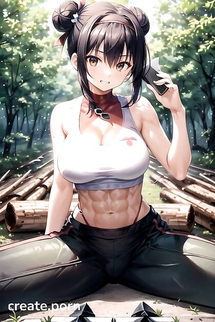 Brunette in Cargo Pants Sizzles at Noon in Seductive Hentai AI Image