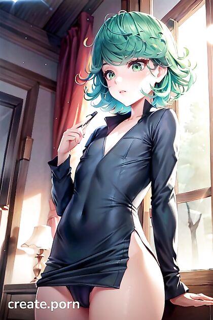 Tatsumaki from One Punch Man Shows Off Her Skinny Body in Seductive Skirt Hentai AI Image
