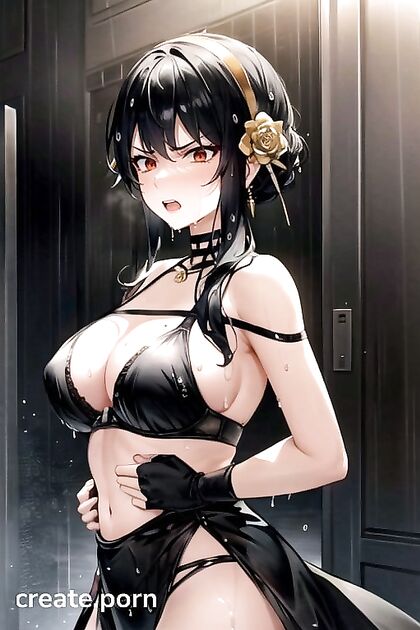 Yor Forger from Spy x Family Drenched in Wet Clothes for Steamy Hentai AI Image