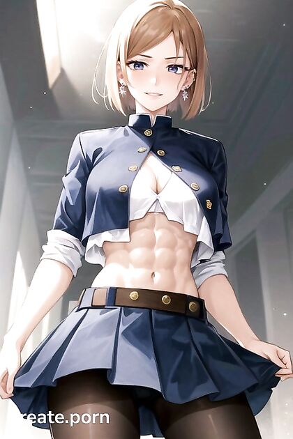 Muscular Front View Busty Shot in Hot Hentai AI Image
