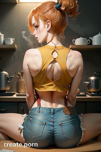 Rear-View Thong Action - Kitchen Splits in Seductive Hentai