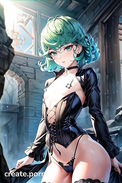 Tatsumaki from One Punch Man Seduces in Ultra-Detailed Gothic Hentai AI Image