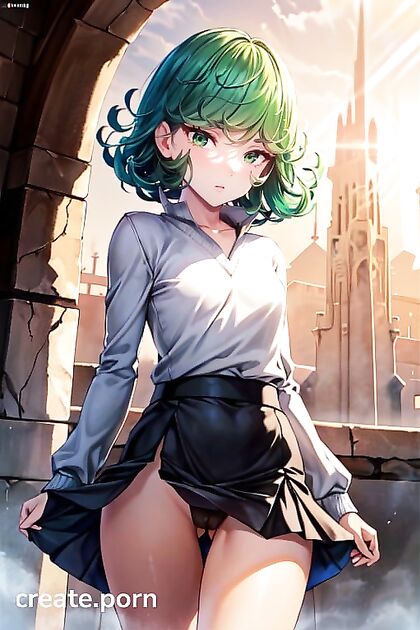 Tatsumaki's Skirt Reveals Seductive CamelToe in Steamy Hentai AI Image