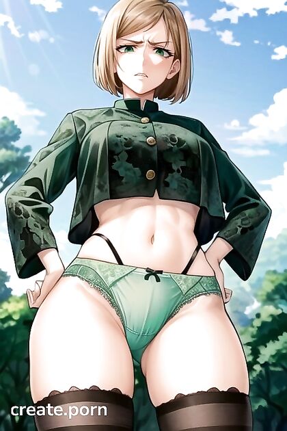 Nobara Kugisaki from Jujutsu Kaisen with Brown Eyes in Disgusting Hentai AI Image