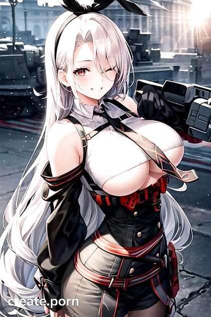Prinz Heinrich from Azur Lane Seduced by Massive Breasts in Steamy Hentai AI Image