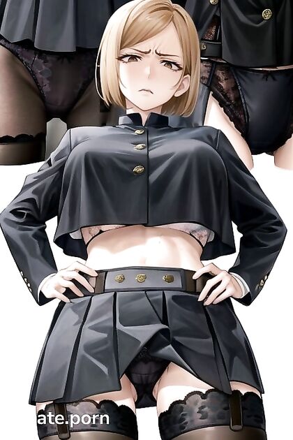 Thigh-High Socks and Hands-On Hips in Seductive Hentai AI Image