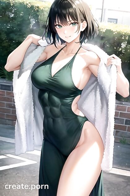 Fubuki from One Punch Man Shows Off Her Muscles in Legs-Up Hentai AI Image