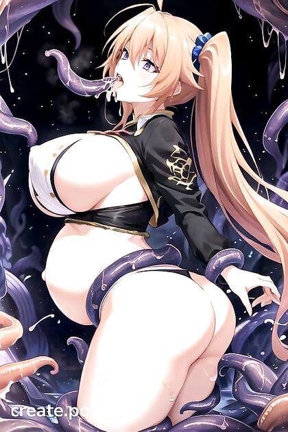 Massive Breasts and Ahegao Faces in Seductive Back View Hentai AI Image