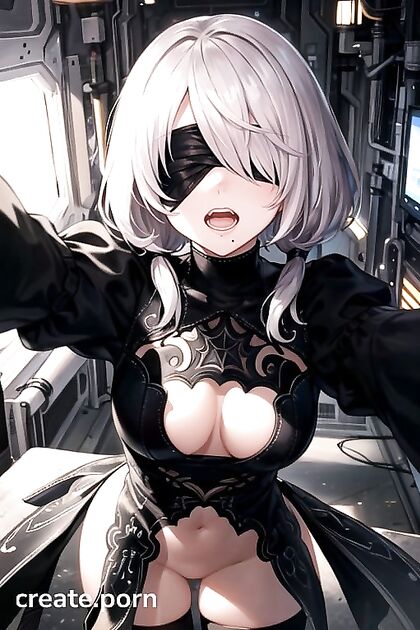 Yorha No.2 Type B Rocks Pigtails in Naked Nier - Automata Hentai AI Image