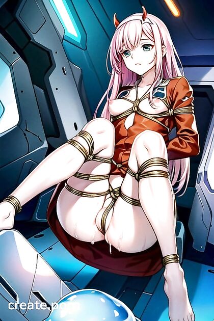 Zero Two Bound in Vibrant Shibari for Steamy Manga-Inspired Hentai AI Image