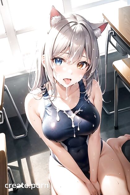 Cat-Eared Beauty in Swimsuit Moans Wildly in Hentai Ecstasy