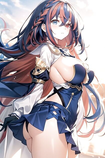 Alear from Fire Emblem Lifts Her Skirt with Wind in Her Hair for Steamy Hentai AI Image