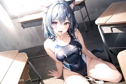 Multicolored Hair Babe Shows Off Her Tongue for a Juicy Hentai Cumshot
