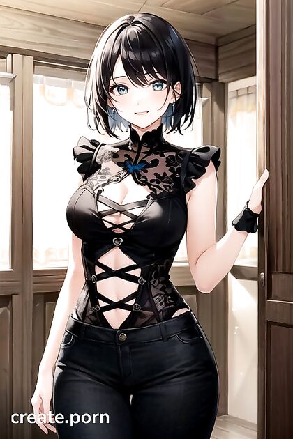 Small-Assed Anime Chick with Raven Hair Gets Wild in Short Hentai AI Image