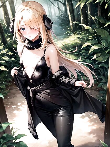 Cynthia from Pokémon Teases Sunset with Seductive Hair Ribbon in Steamy Hentai AI Image