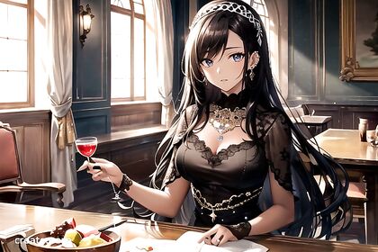 African Princess in Necklace Seduces at the Palace in Steamy Hentai AI Image