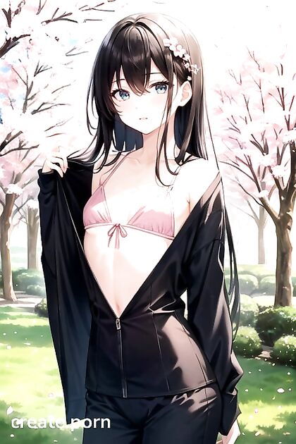 Skinny Girl 18+ with Green Eyes in Seductive Loungewear for Steamy Hentai AI Image