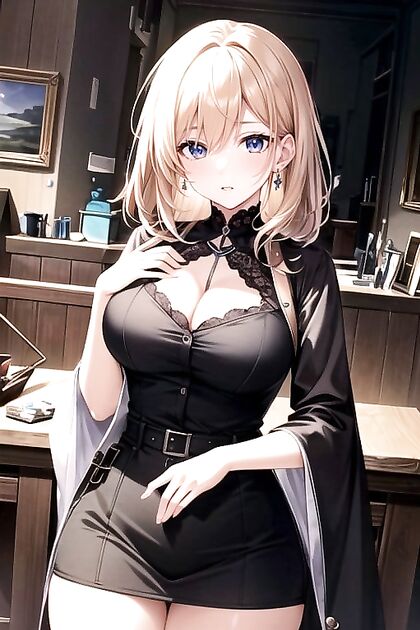 Skinny Girl 18+ with Green Eyes in Seductive Loungewear for Steamy Hentai AI Image
