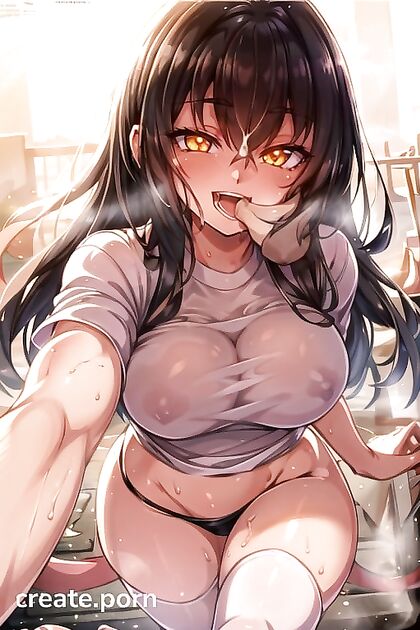 Meru's Large Breasts and Toe-Curling Pleasure in Seductive Hentai AI Image