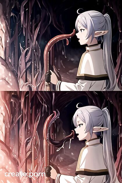 Frieren from Beyond Journey's End Seduced by Giant Tentacles and Plump Breasts