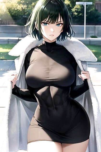 Fubuki from One Punch Man Shows Off in Form-Fitting Clothes for Steamy Standing Hentai AI Image