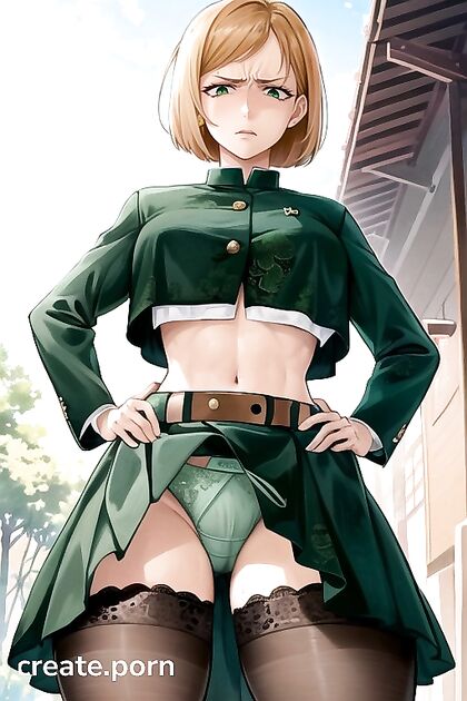 Thighs Exposed - A Seductive Bobcut Babe in Erotic Hentai AI Image