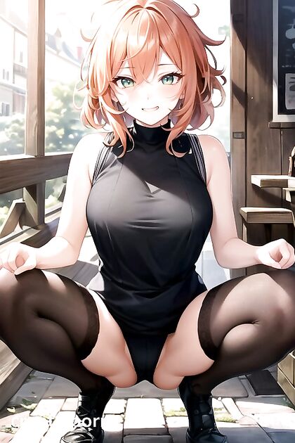 Sunny's Green-Eyed Seduction in Steamy Ginger Hentai AI Image