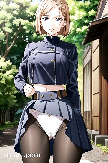 Black Leather Biker Jacket and Thigh-High Underwear in Seductive Hentai AI Image