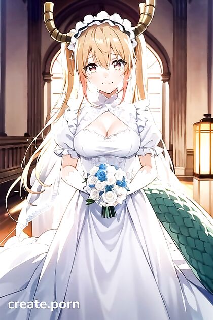 Tohru from Kobayashi-san's Maid Dragon Shedding Tears of Joy at Her Wedding Hentai