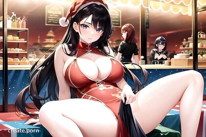 voluptuous carnival queen crosses arms for naughty hentai fun