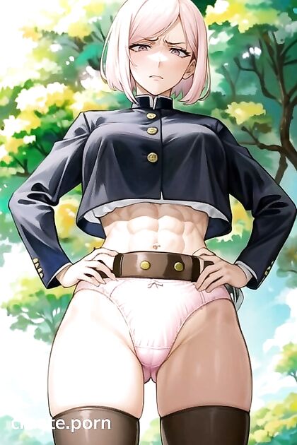 Bobcut Babe Shows Off Thigh-High Socks with SexyHands-On-Hips Pose in Hentai AI Porn