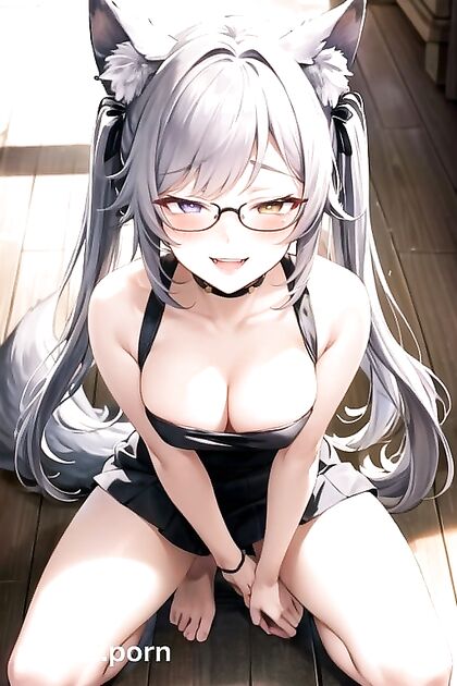 Blushing Girl 18+ with Pigtails and Wolf Tail in Steamy Hentai AI Image