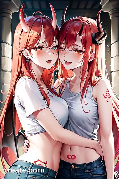 Soft Pastel Tattooed Duo Exploring Intimate Hentai Pleasures