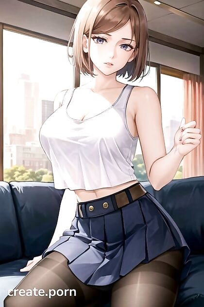 Kugisaki Nobara in a Seductive Tank Top for Steamy Jujutsu Kaisen Hentai AI Image