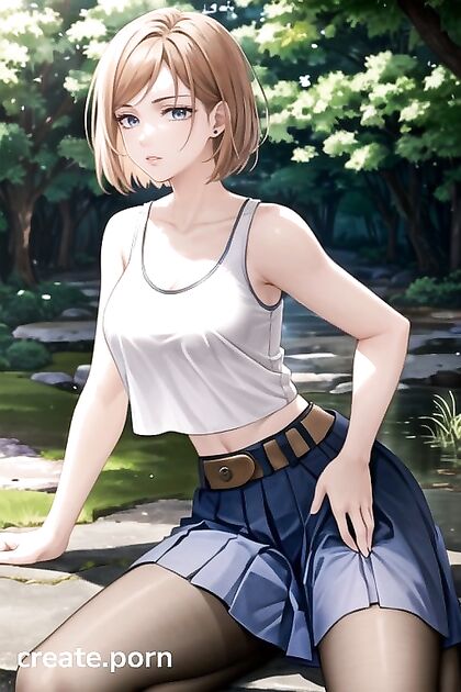 Nobara Kugisaki from Jujutsu Kaisen Shows Off Her Large Breasts in Seductive Tank Top Hentai