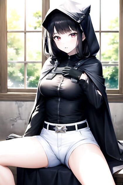 D from Nikke Squeezes Her Breasts While Spreading Her Legs Wide for Seductive Hentai AI Image