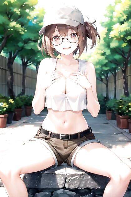 Street Seduction - Spreading Her Legs and Squeezing Breasts in Public Hentai AI Image