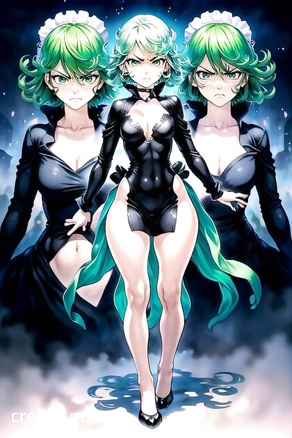 Angry Manga Beauty in Form-Fitting Clothes for Steamy Colored Hentai AI Image