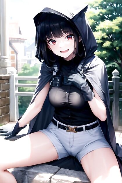 Cute Girl 18+ Squeezes Her Perky Tits on the Street in Seductive Hentai AI Image