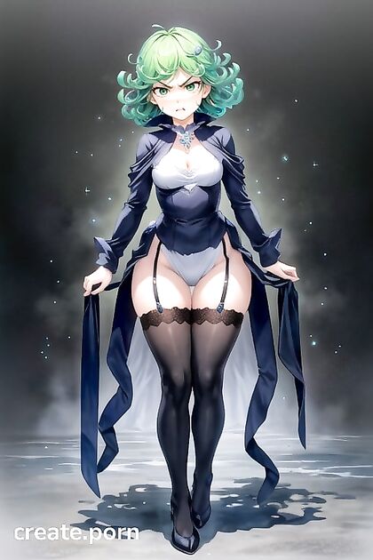 Tatsumaki from One Punch Man Fights Her Lust in Explosive Full-Body Hentai AI Image