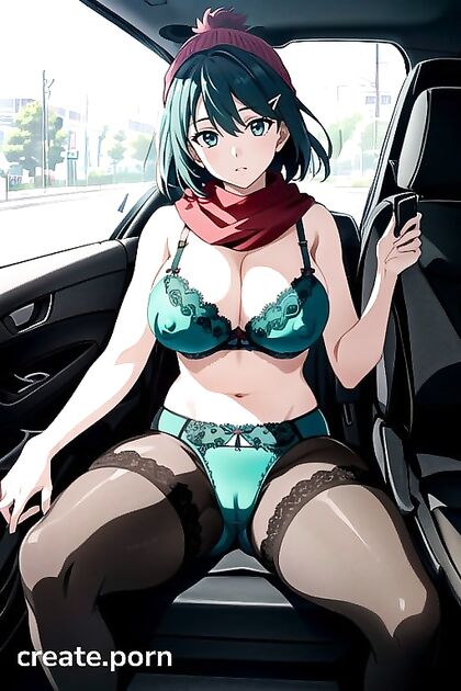 Dawn from Pokémon Shows Off Cameltoe in Seductive Green Lace Bra Hentai AI Image