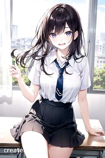 Cute in Uniform Gets naughty in the Classroom Hentai AI Image