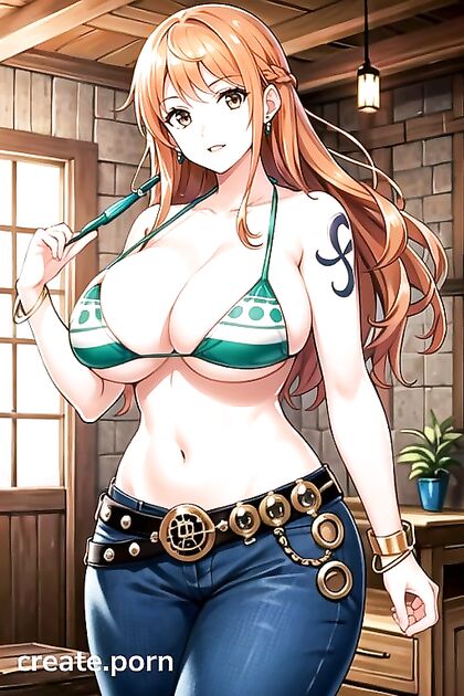 Nami from One Piece Rocks Her Massive Breasts and voluptuous ass in Sultry Hentai AI Image