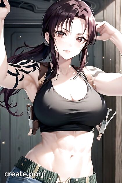 Revy from Black Lagoon with Rock-Hard Abs in Intense Hentai AI Image