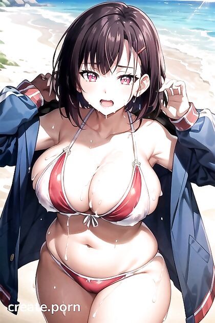 Massive Breasts and Big Booty Action on the Beach in hentai AI Porn