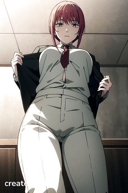 Makima from Chainsaw Man Strips Down in Her Office for Steamy Hentai AI Image