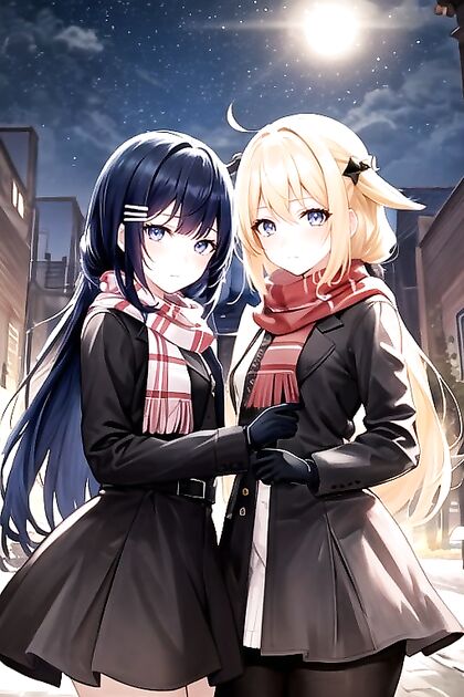Two People Enjoying Extreme Scarf Play with a Massive Ass in Hentai AI Image