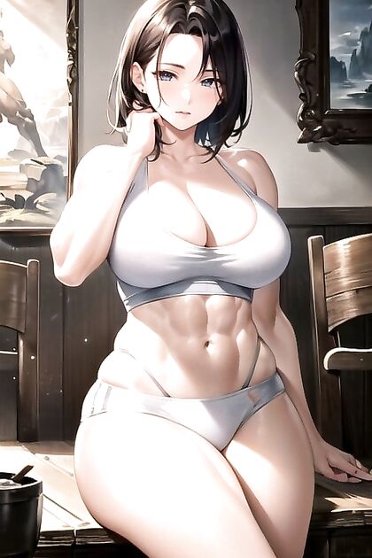 Slick Muscles and Intimate Face-Touching in Sensual Hentai AI Image